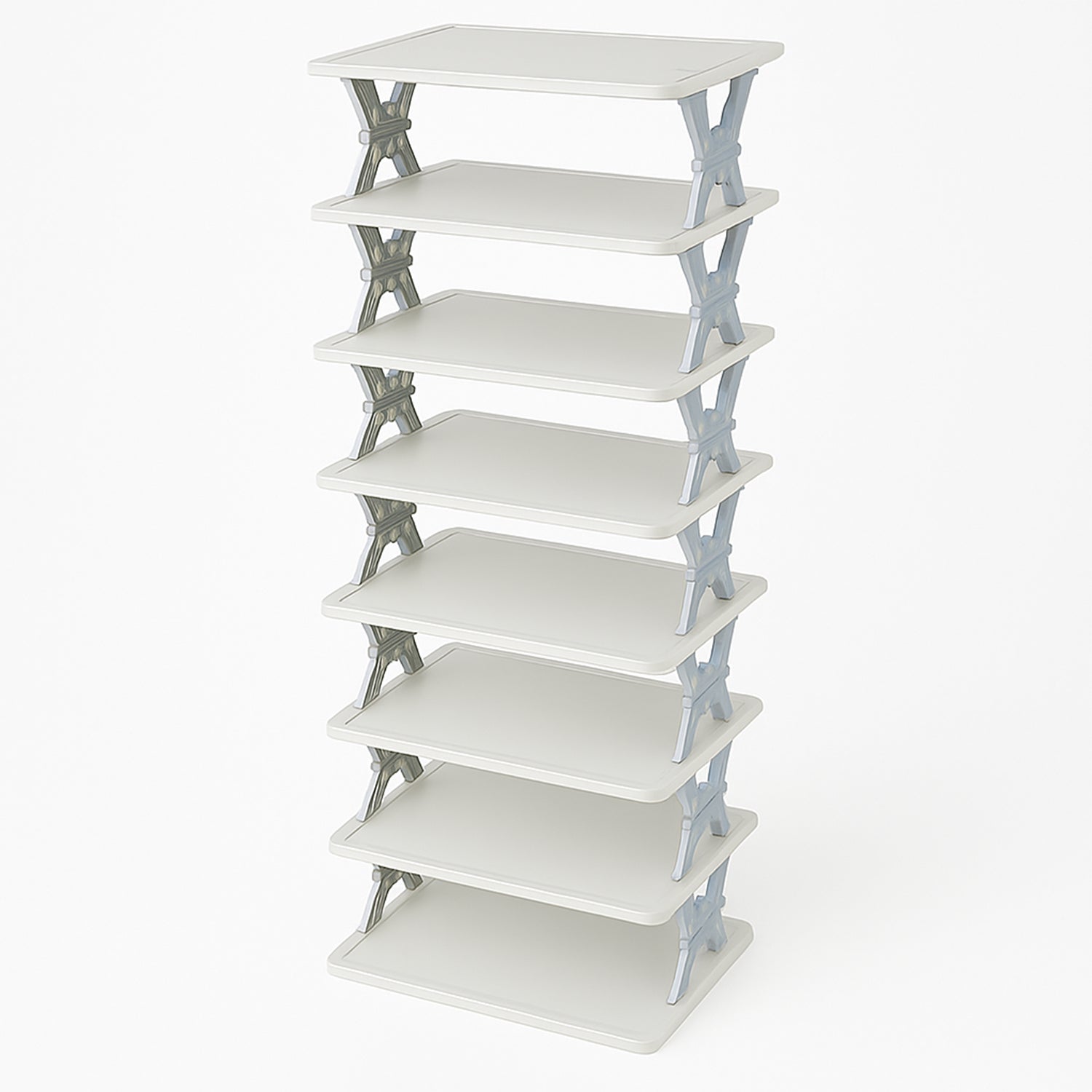 8-Layer Foldable Shoe Rack for Entryway - Heavy Duty Plastic Shoe Organizer 8-Layer Foldable Shoe Rack for Entryway - Heavy Duty Plastic Shoe Organizer